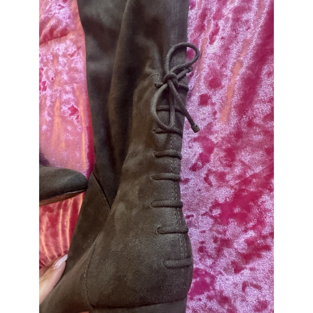 Aldo Over-the-knee Boots Block Heel Forest Green Lace Up Women's US 8 - Picture 2 of 9